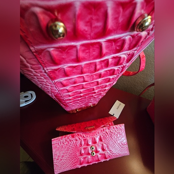 Brahmin Pink Cosmo Melbourne April Tote & Veronica Wallet NWT - Picture 11 of 16